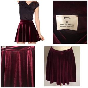 Urban Outfitters Velvet Wine Skater Skirt Medium